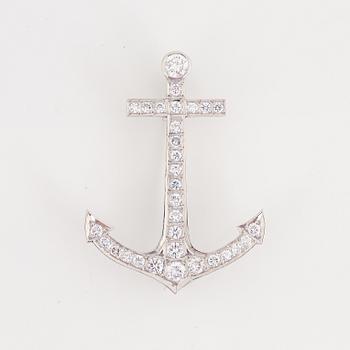 Brosch, ankare med briljantslipade diamanter.