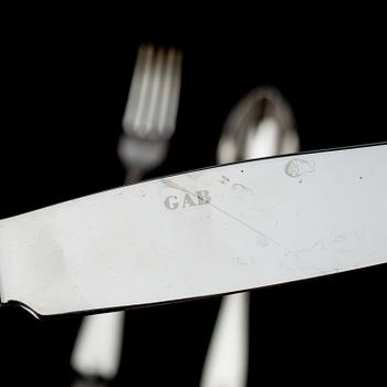BESTICKSERVIS, 24 delar. Silver, G.A.B "Vasa" 1900-talets slut, ca 1500g inkl stålblad.