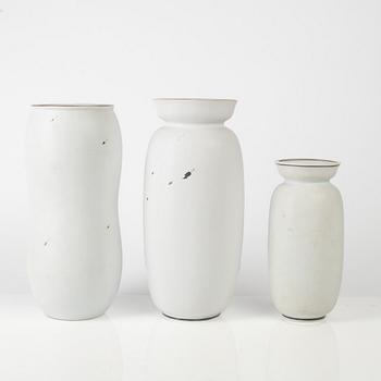 Stig Lindberg, three stoneware "Grazia" vases, Gustavsberg, Sweden, 1951-68.