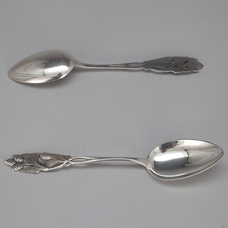 SKEDAR, 10 st, silver, Kultakeskus, Tavastehus 1930-tal. Vikt tot. 446 g.