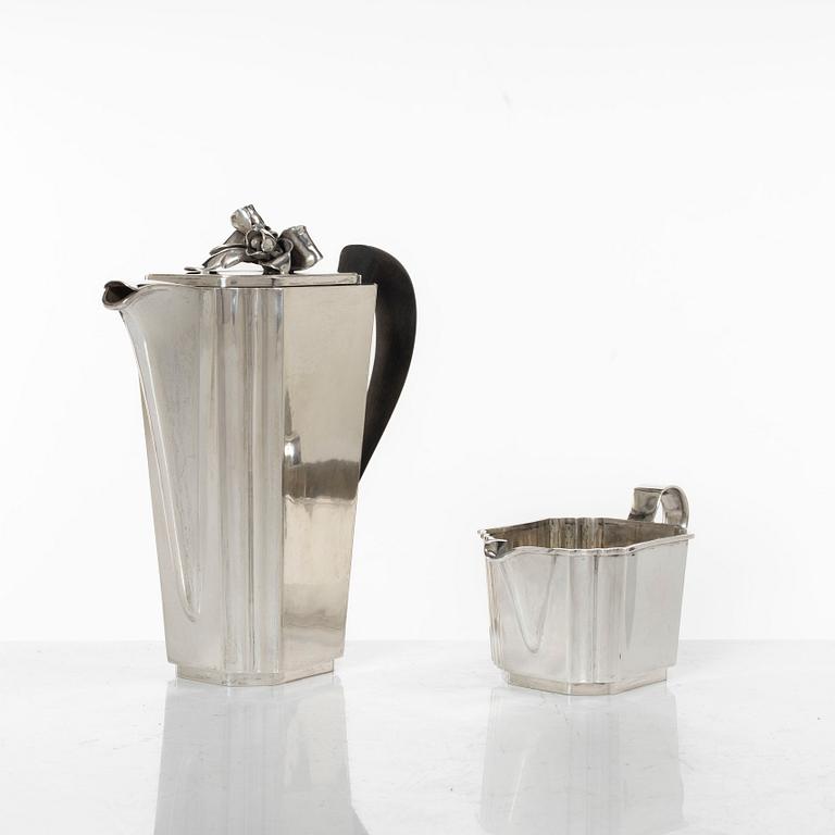 Coffee pot and cream jug sterling silver, Nils Reibing, Stockholm 1952.