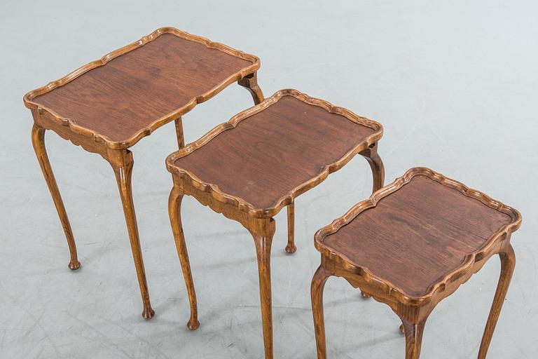 A set of three tables, rococo-style 20th century.