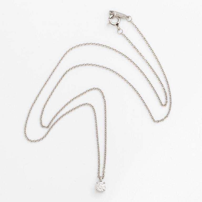 Tiffany & Co, halsband, platina, med en briljantslipad diamant.