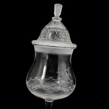 POKAL med LOCK, glas, Simon Gate, 1976, Orrefors, numrerad 238/500.