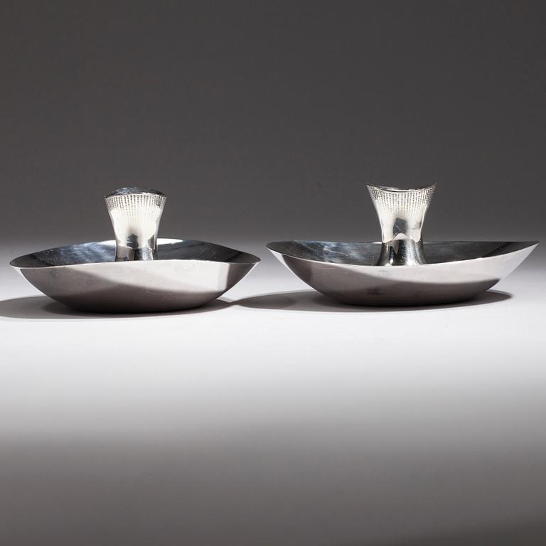 LJUSSTAKAR, ett par, silver, Tapio Wirkkala, Helsingfors 1966.