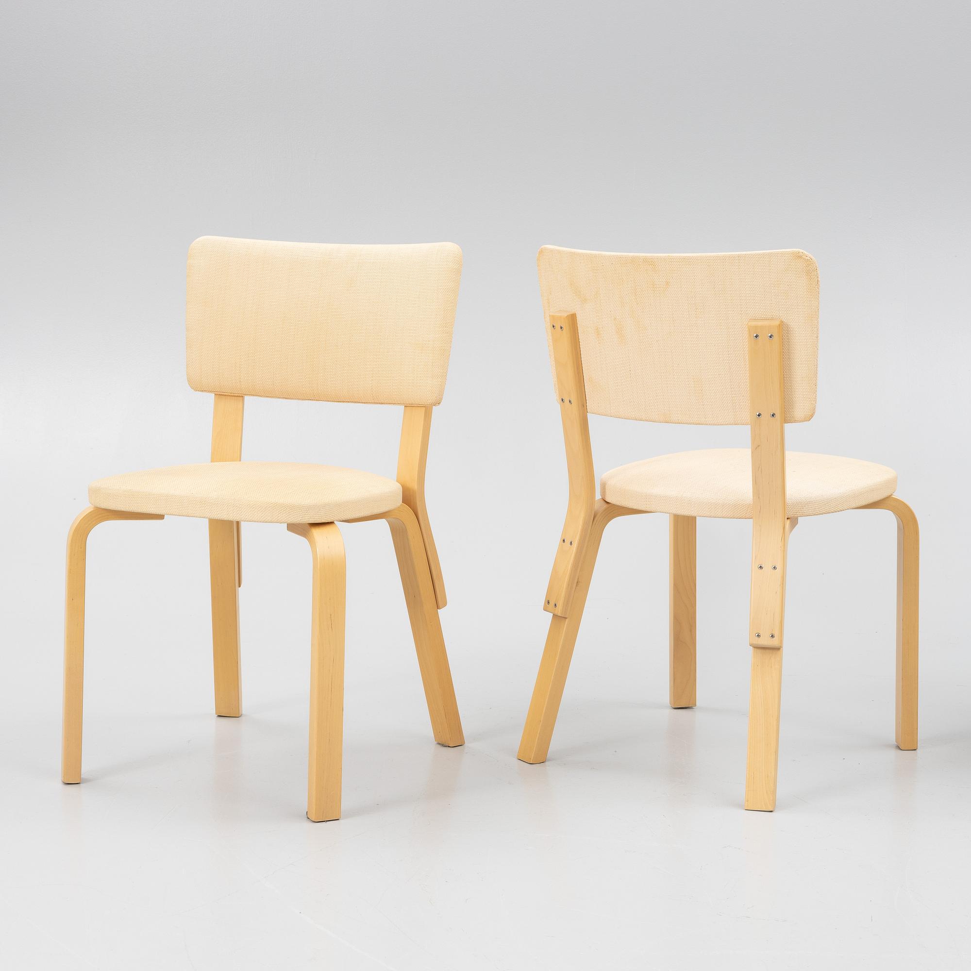 Alvar Aalto, four model 63 chairs, Artek, late 20th century.
