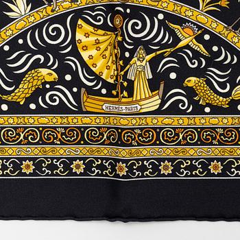 Hermès, two silk scarves.
