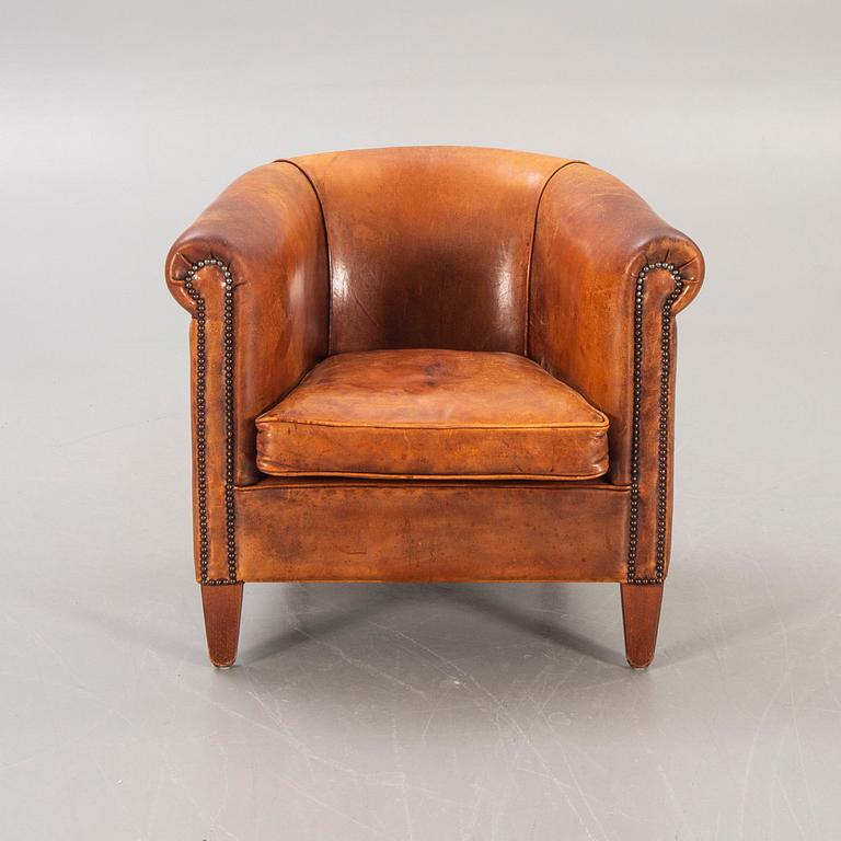 A leather easy chair later part of the 20th century.