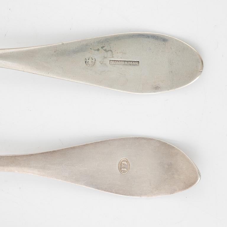Nine Swedish Silver Spoons, 18-19th Century.