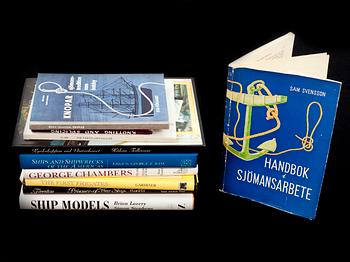 PARTI MARINBÖCKER, 10 st. Bl a "Knopar  Sjömanstradition som hobby" av Nils Ström och Anders Eneström, Motala, 1965.