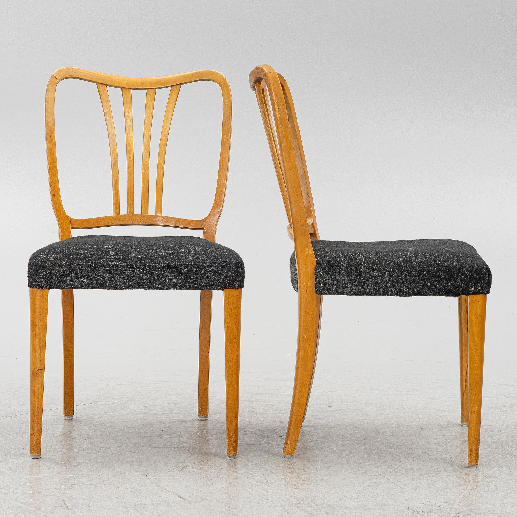 A dining table with six chairs, Sweden, 1940's.