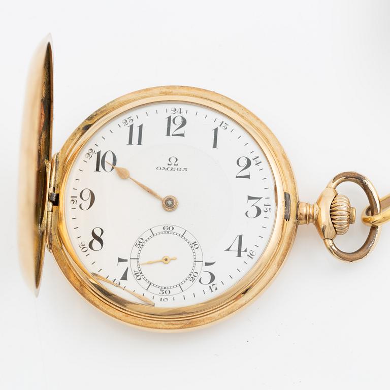 Omega, pocket watch, hunter, 14K gold, 51.5 mm.
