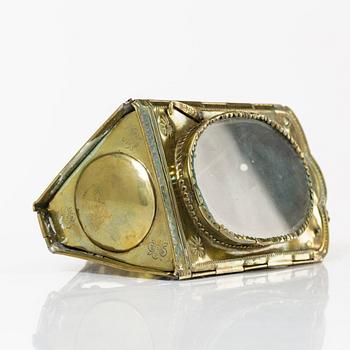 A Swedish repousse brass collapsible travel-lantern, circa 1800.