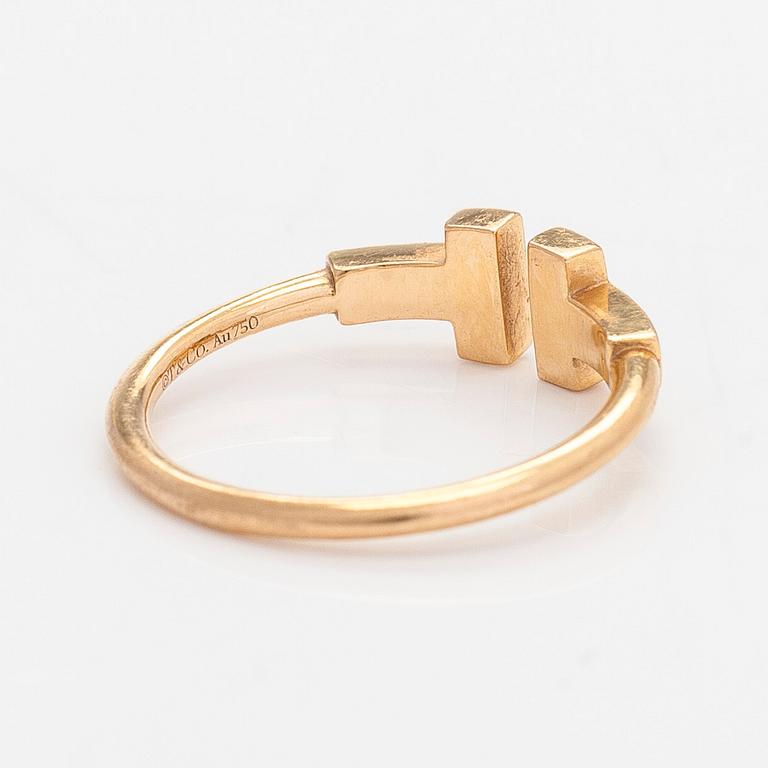 Tiffany & Co, an 18K gold 'T-wire' ring with diamonds.