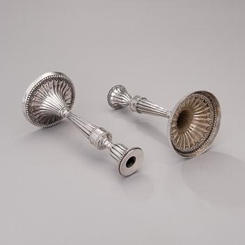 A PAIR OF CANDLESTICKS, silver, probably Naples, Italy, 1780-90s.