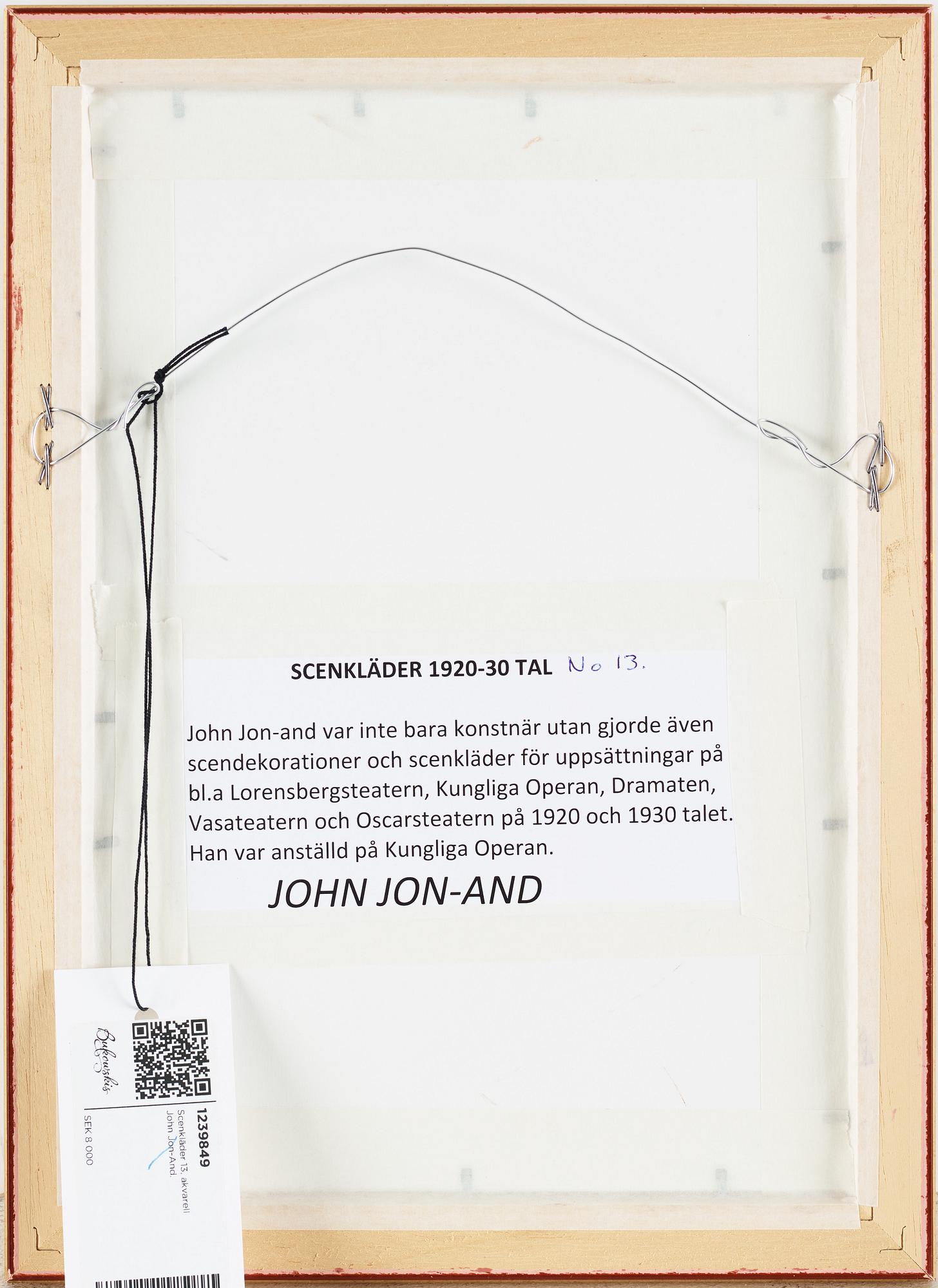 John Jon-And, watercolour, stamped signature.