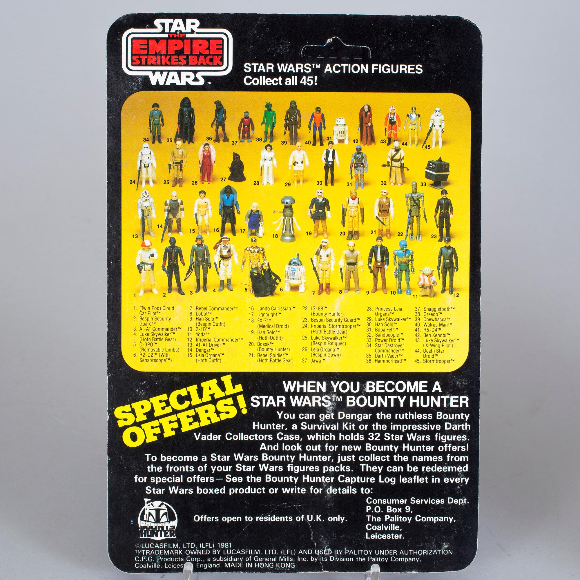 STAR WARS, 2 stycken actionfigurer i originalförpackning, Meccano och Palitoy, 1978-81.