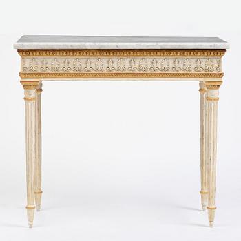 Konsolbord, tillskrivet Jean Baptiste Masreliez (formgivare och ornamentbildhuggare i Stockholm), Sengustavianskt.