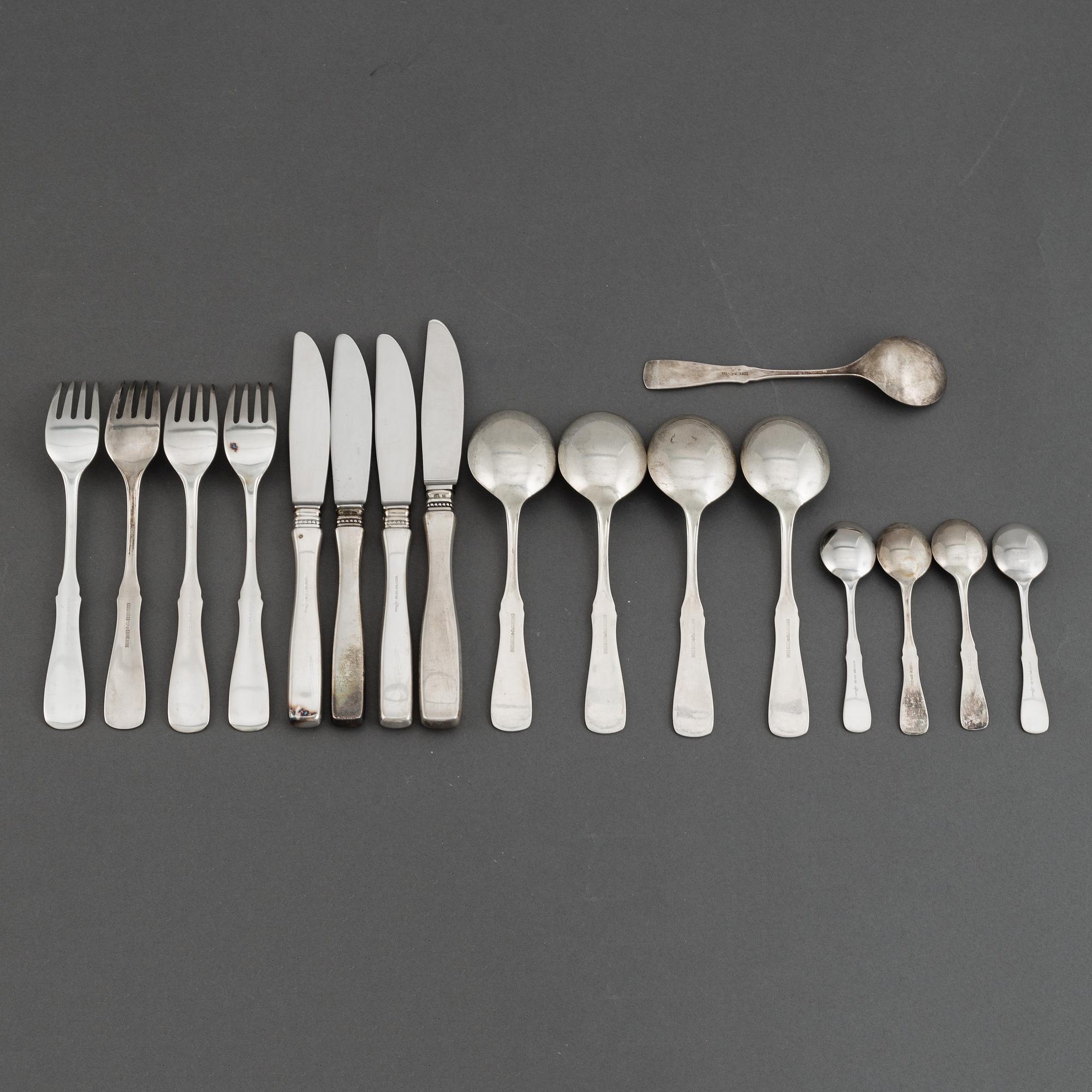 A Erik Löfman part silver cutlery set, "Uppsala", Marked MEMA.