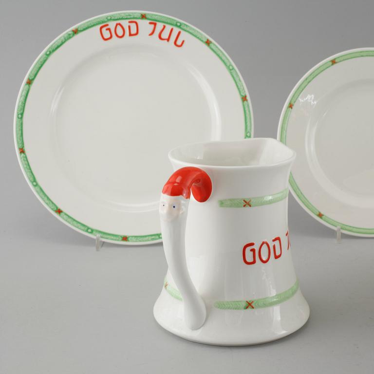 JULSERVIS, 27 delar, porslin, "God Jul" / "Old Gustavsberg", Rörstrand, sent 1900-tal.