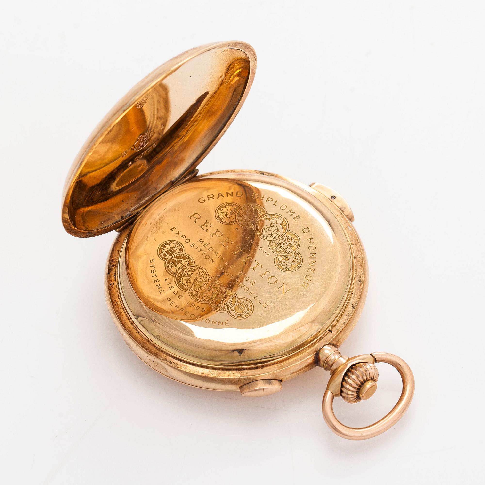 Pocket watch, hunter, repeater, 53.5 mm.