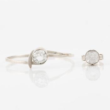 Isaac Cohen, bracelet and ring, silver with rock crystal. 1960s.