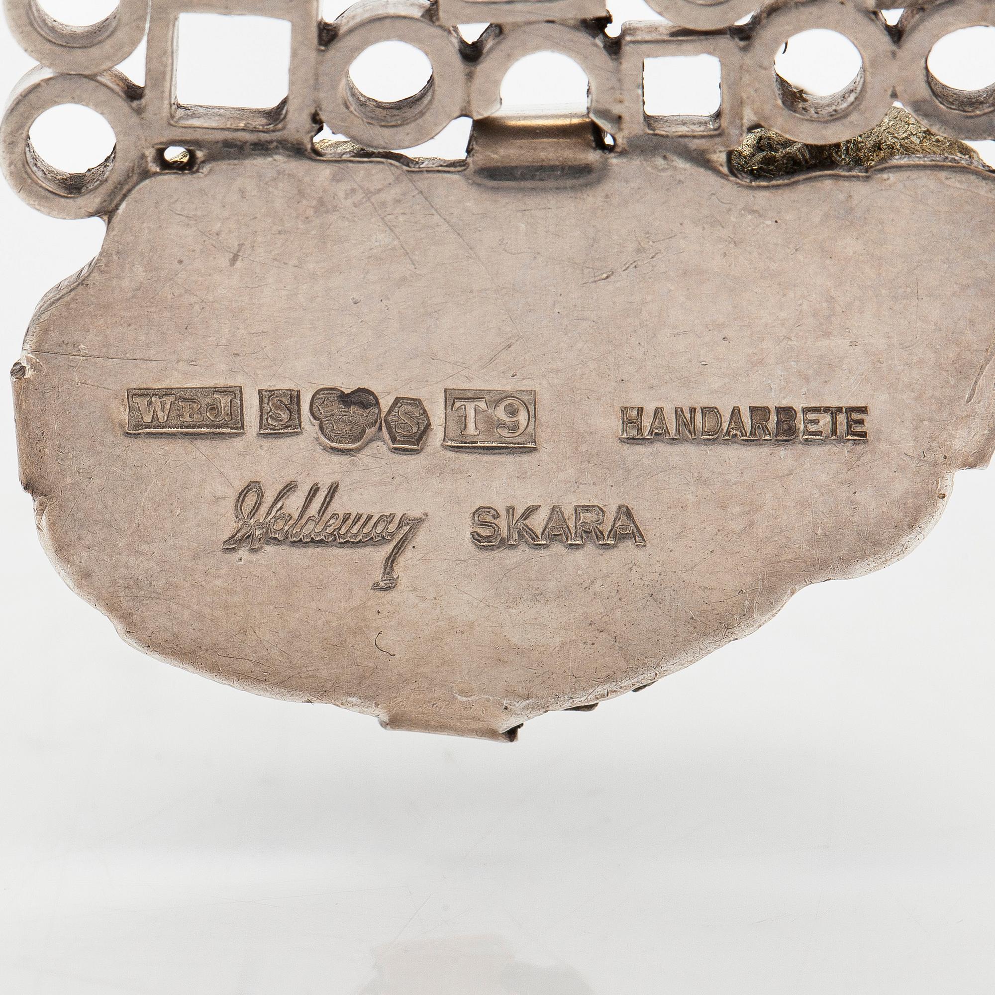 Waldemar Jonsson, hänge, silver och pyrit, Skara, 1969.