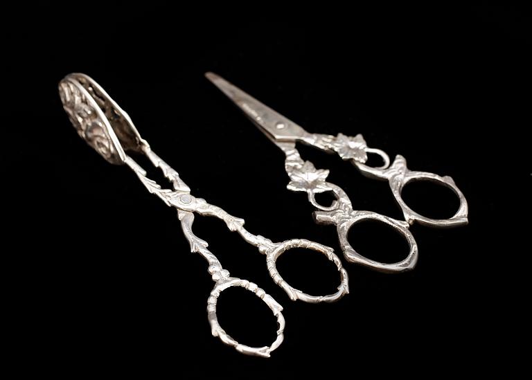 PARTI SILVER, ca 55 delar, Bla A Lilja, mestadels Sverige, 1800/1900-tal. Tot vikt ca 1260 g.