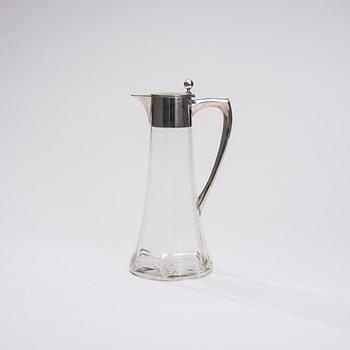 VINKANNA, silver och glas Tyskland ca 1900.
