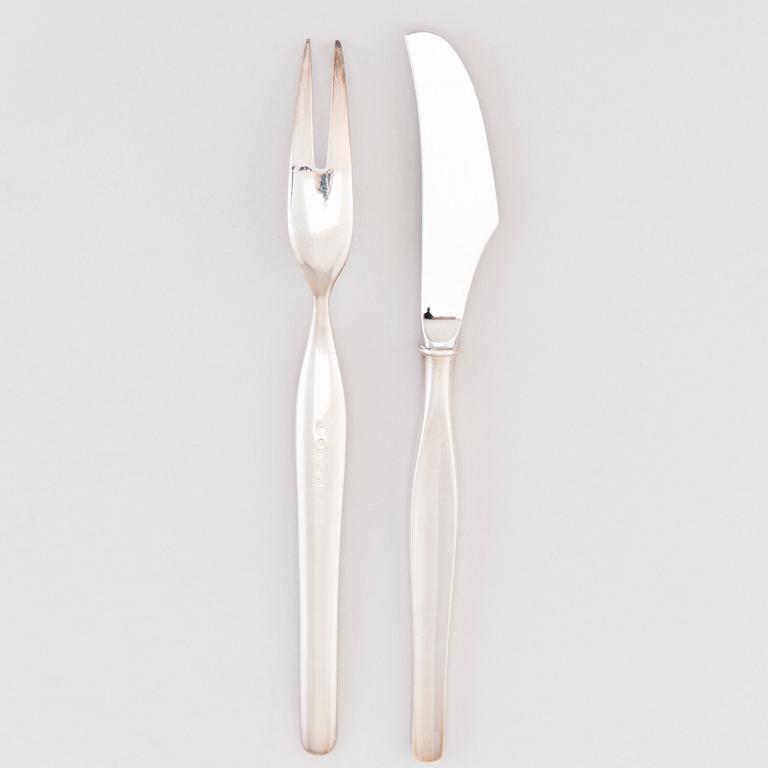 TAPIO WIRKKALA, A 57-piece set of 'Tapio' silver cutlery, Hopea-/Kultakeskus, Hämeenlinna, Finland 1961-76.