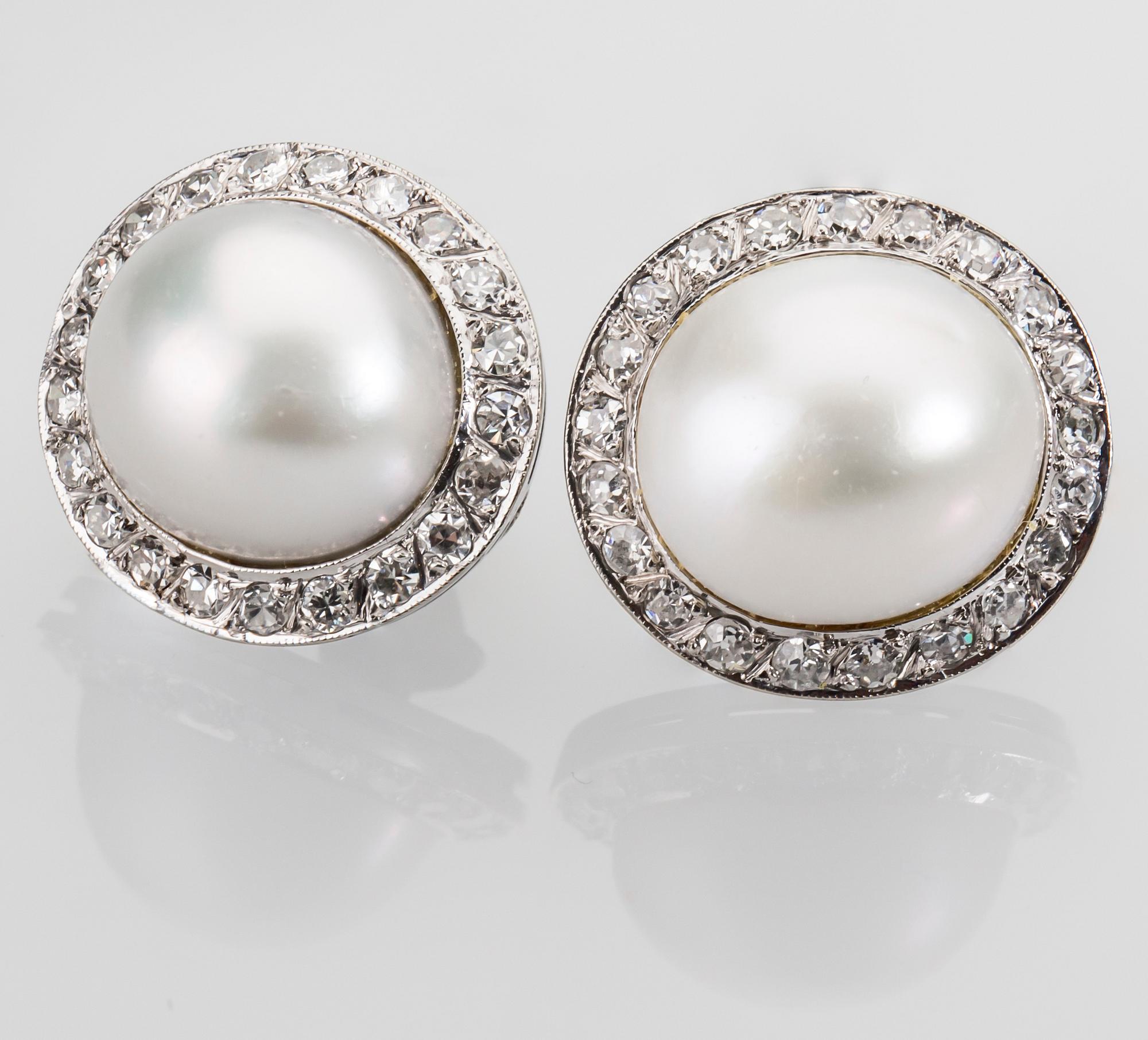 ÖRHÄNGEN, 18K vitguld med mabépärlor samt åttkantslipade diamanter ca 0.40 ct. Vikt 8,5 g.