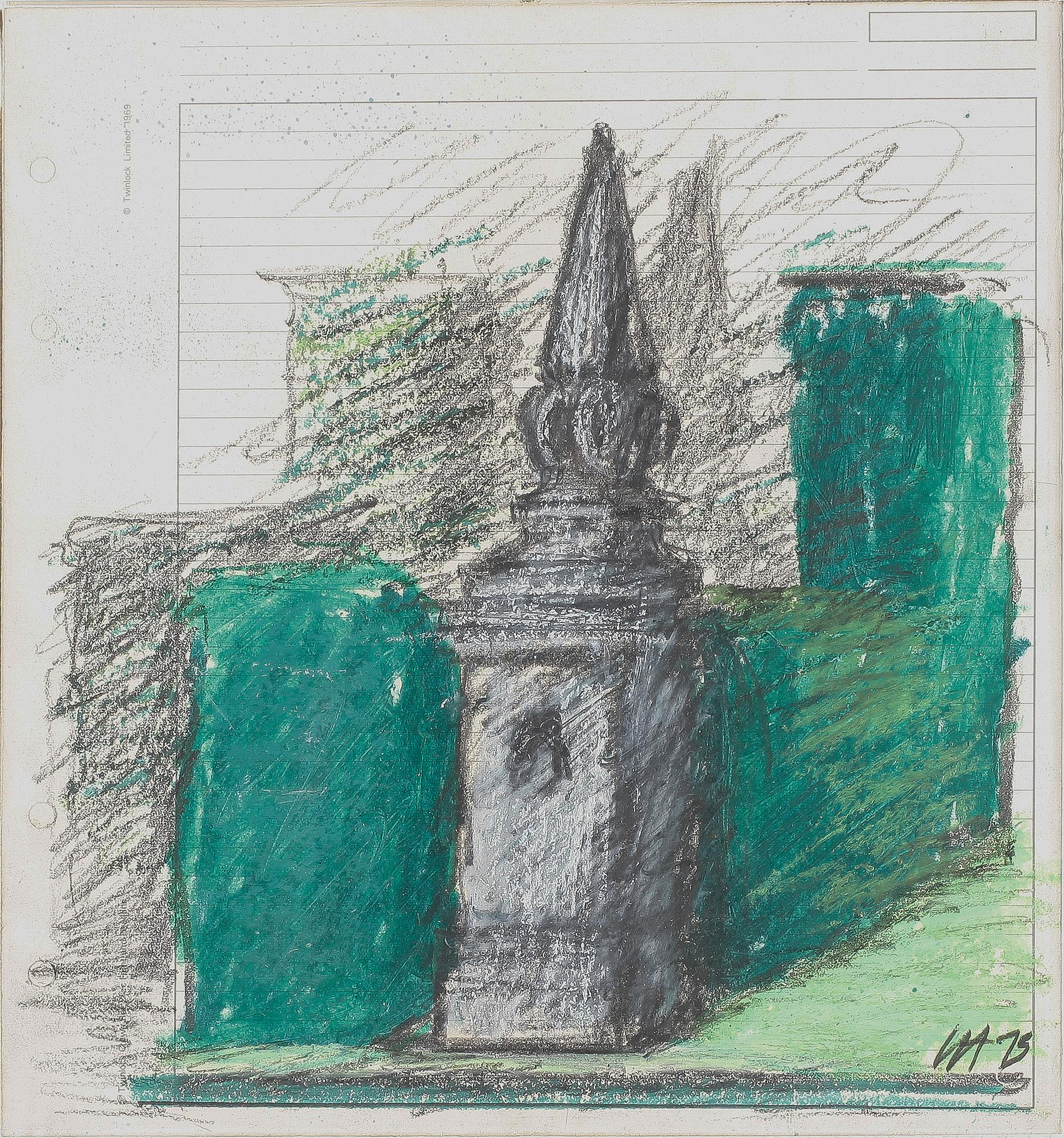 IVOR ABRAHAMS. Blandteknik på papper på pannå. Sign IA o dat -75.