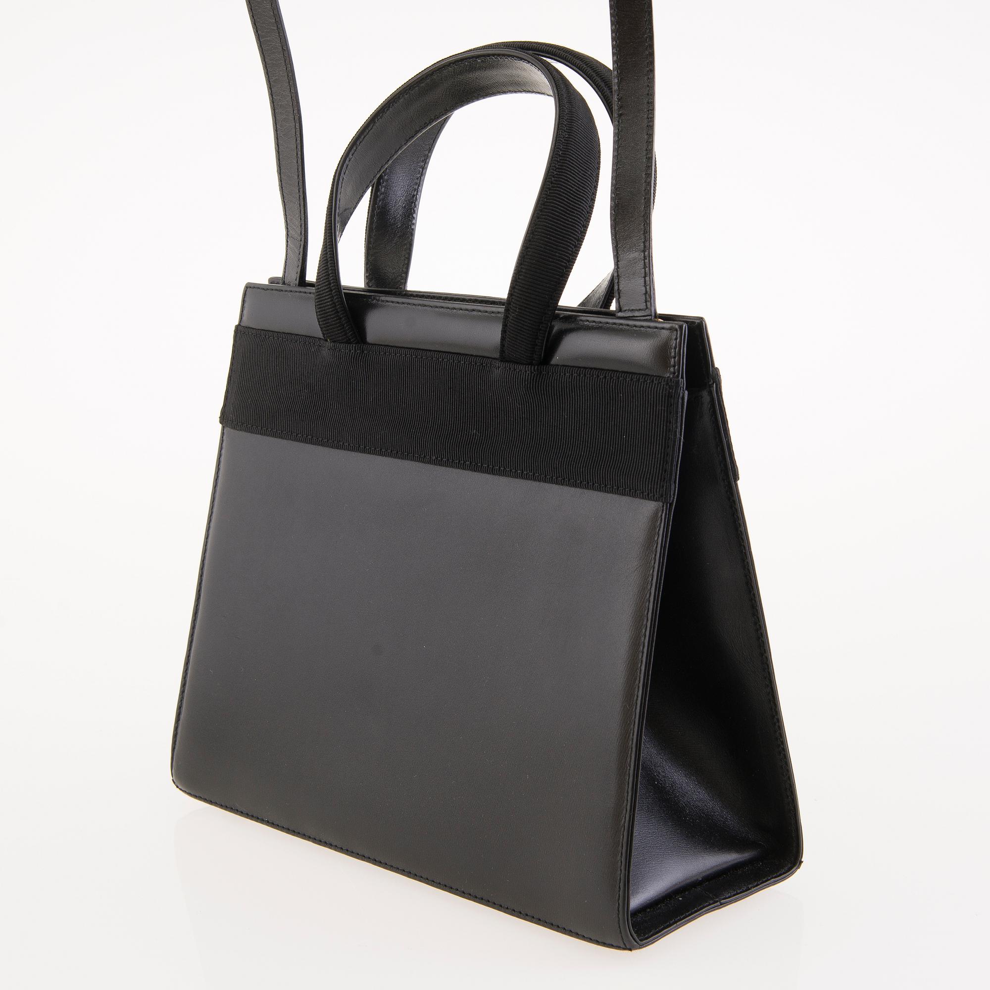 Salvatore Ferragamo, Vara Bow Black Leather and Ribbon Handbag.