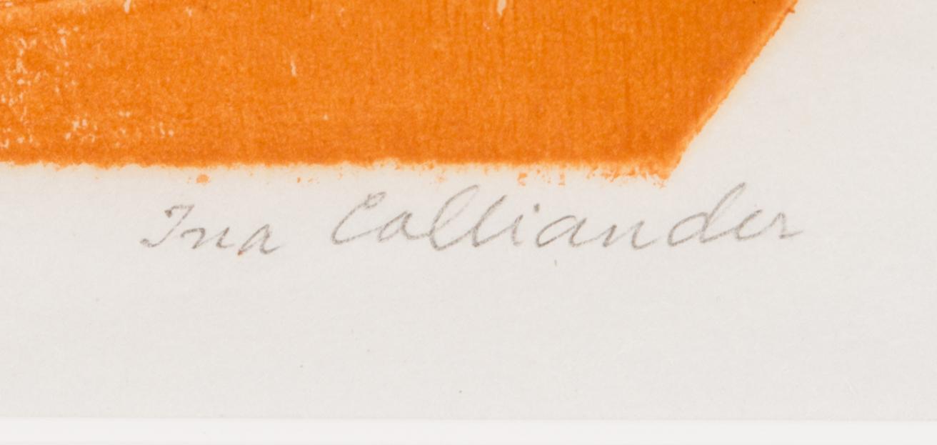 Ina Colliander, puupiirros, signeerattu ja numeroitu 36/100.