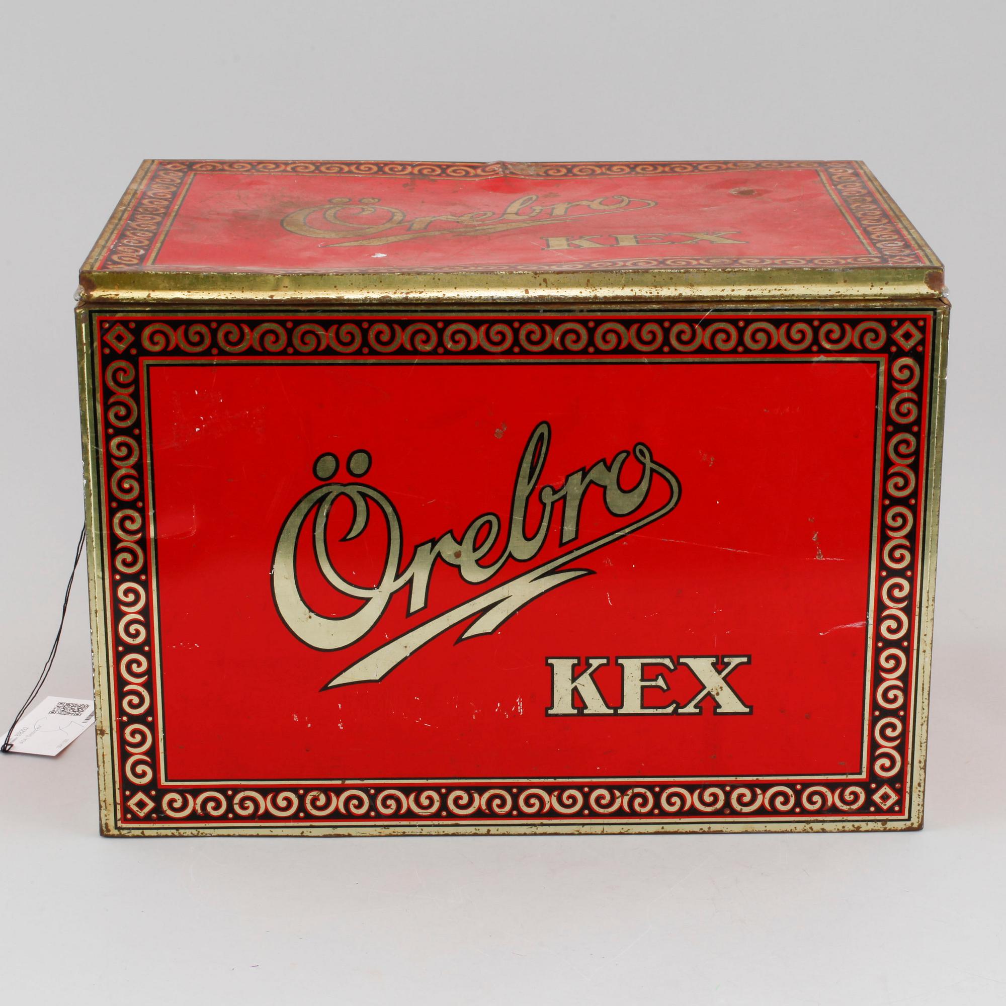 LÅDA, plåt, "Örebro Kex", mitten av 1900-talet.