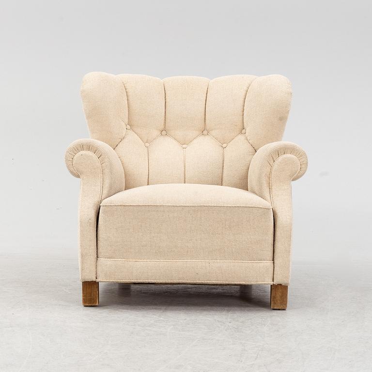 Fritz Hansen, fåtölj modell nr 1518, 1940-tal.