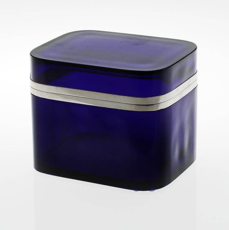 A Josef Frank blue glass and pewter box, Svenskt Tenn.