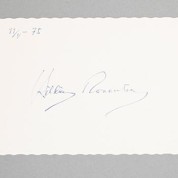 AUTOGRAFPARTI MED MUSIKARTISTER, 75 st, bla Pavarotti, Carl Orff, Frank Sinatra, egenhändiga 1900-tal.