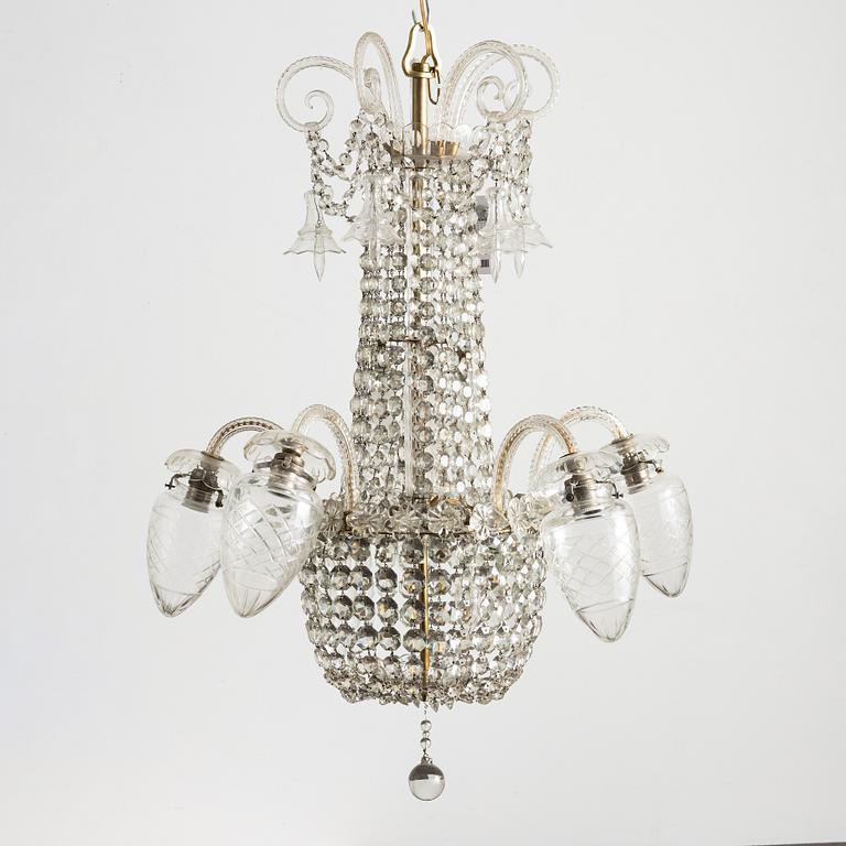 A cut-glass chandelier, first part 20th century.