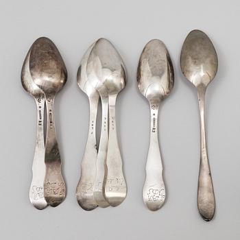 A set of seven 19th century silver spoons.