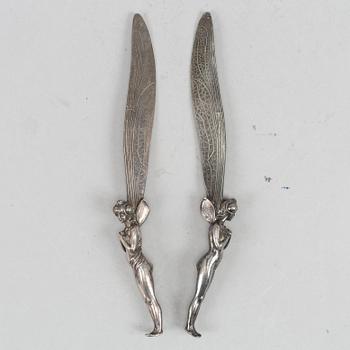 A pair of Art Nouveau fairy letter openers, early 20th Century.