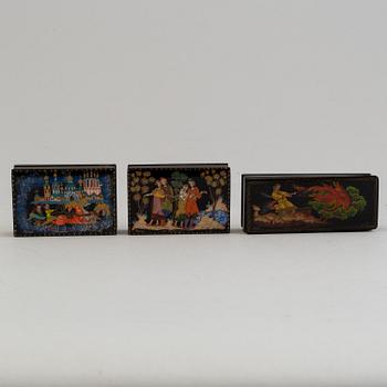 A set of five Russian boxes from 20th century.