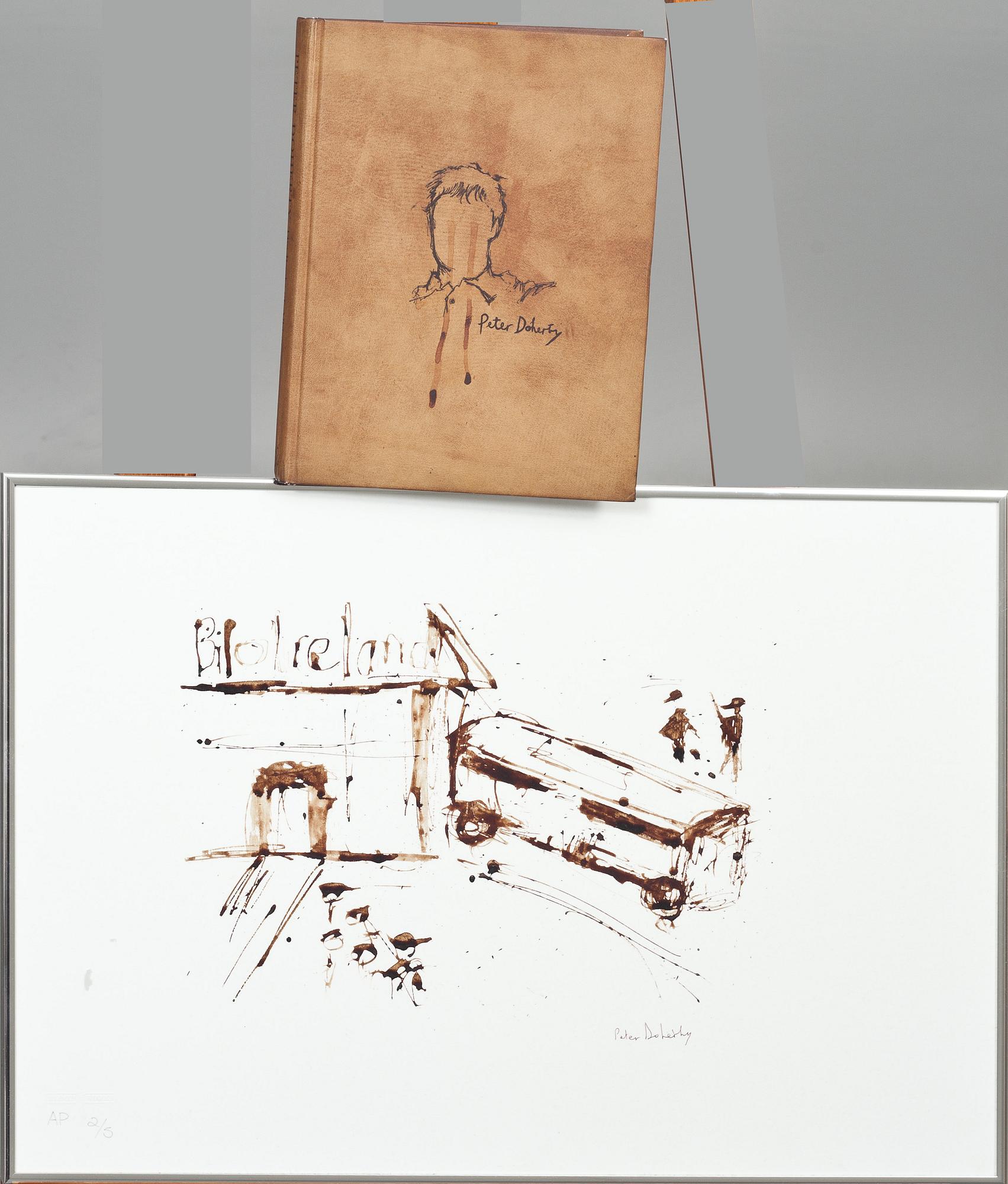 PETER DOHERTY,  litografi. Signerad och numrerad 2/5 "AP", samt bok "Peter Doherty The Books of Albino", signerad.