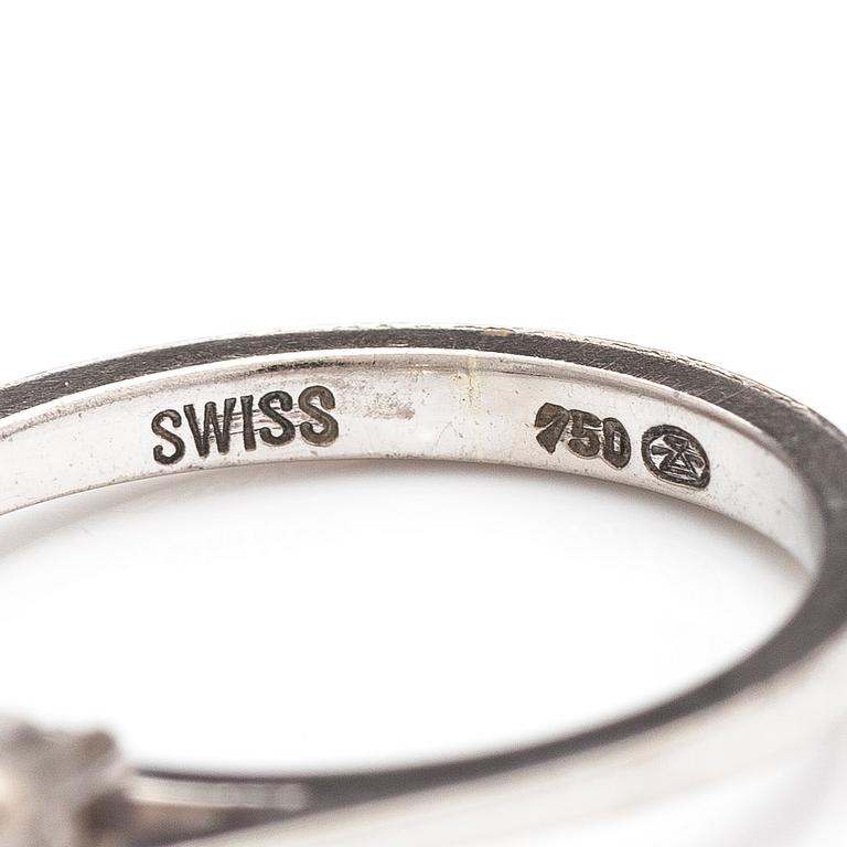 An 18K white gold ring with a brilliant cut diamond ca. 1.50 ct. Marked Swiss.