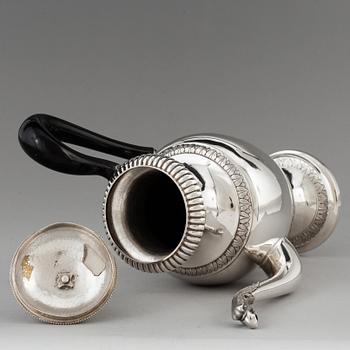 A Swedih 19th century silver coffee-pot, mark of Johan Engelbrekt Malm, Stockholm 1828.