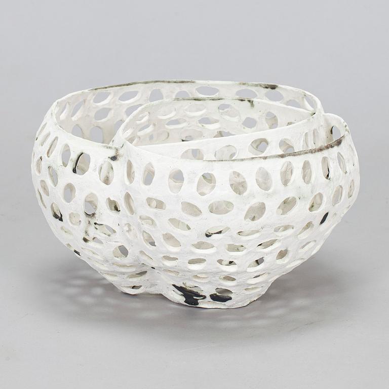 Kristina Riska, a ceramic 'Basket sculpture' signed KR 2009.