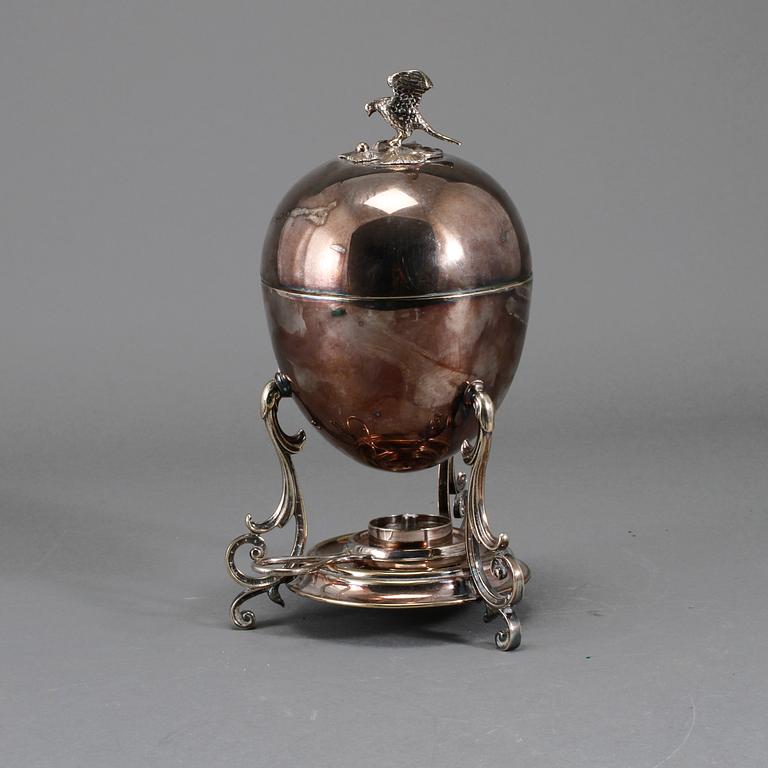 ÄGGKOKARE, sk Egg Coddler, vitmetall, England, 1900-talets andra hälft.