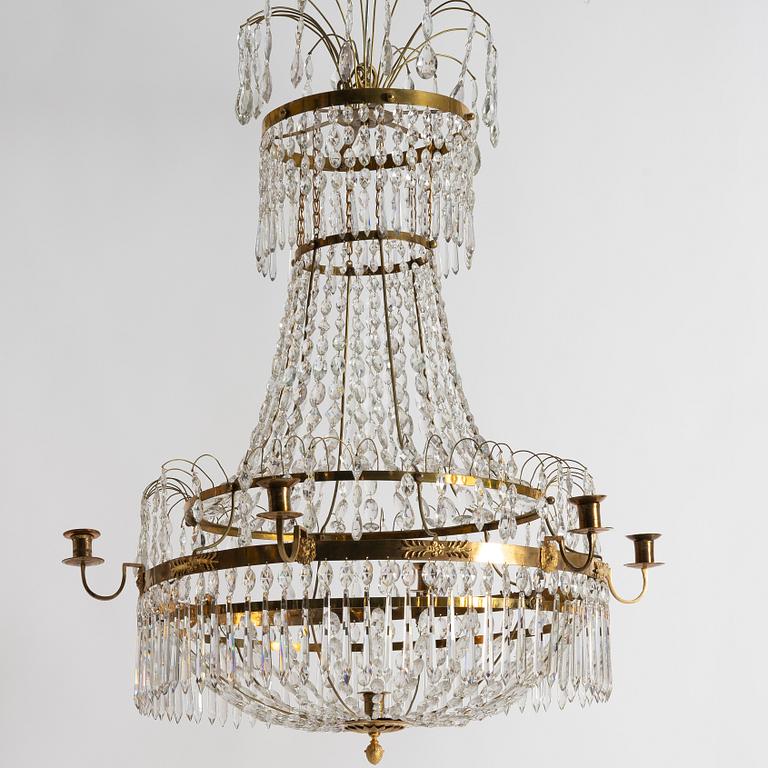 Ljuskrona, för sju ljus, Stockholmsarbete, 1700-talets slut, Sengustaviansk.