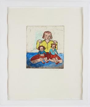 Lena Cronqvist, etching, colorated, signed, numbered 1/1.