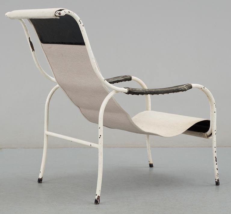 A Gustaf Isak Claesson lacquered metall and canvas easy chair, ca 1930.